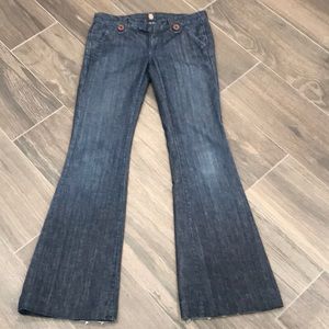 Anlo Mercer Denim Flare Trouser Jean; Pacific Blue